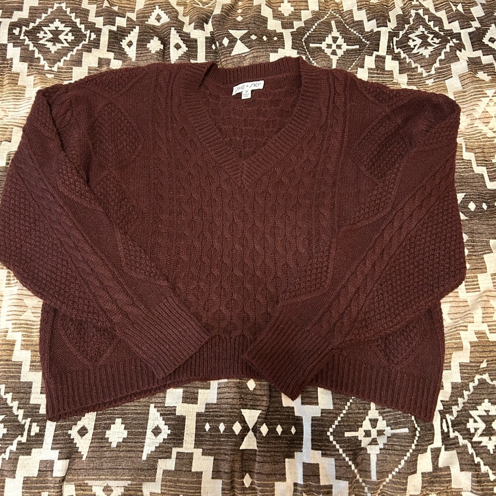 Cable Knit V-Neck Sweater